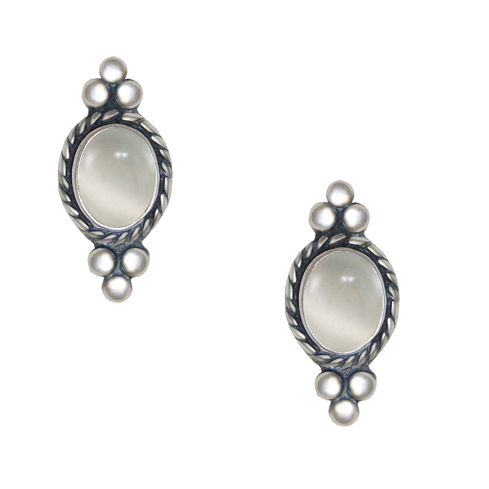 Sterling Silver White Moonstone Post Stud Earrings